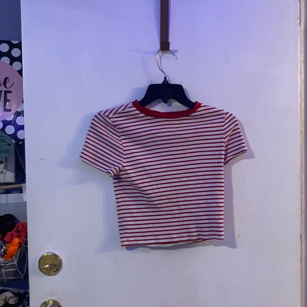 white and red crop top